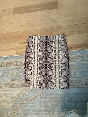 J. Crew Cream & Brown Snake-Print Mini Skirt